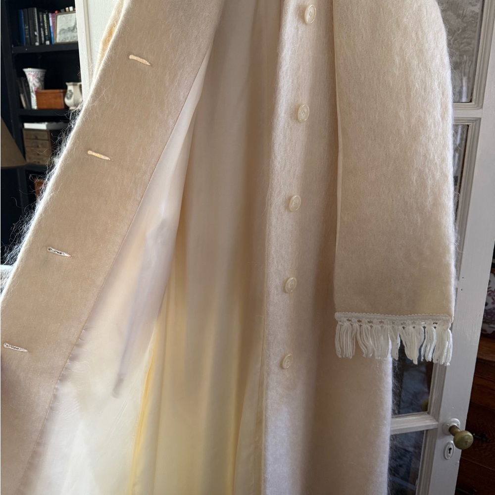 Vintage Weiss Cream Long Mohair Coat - Picture 8 of 11